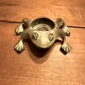 Verdigris Frog Candle Holder